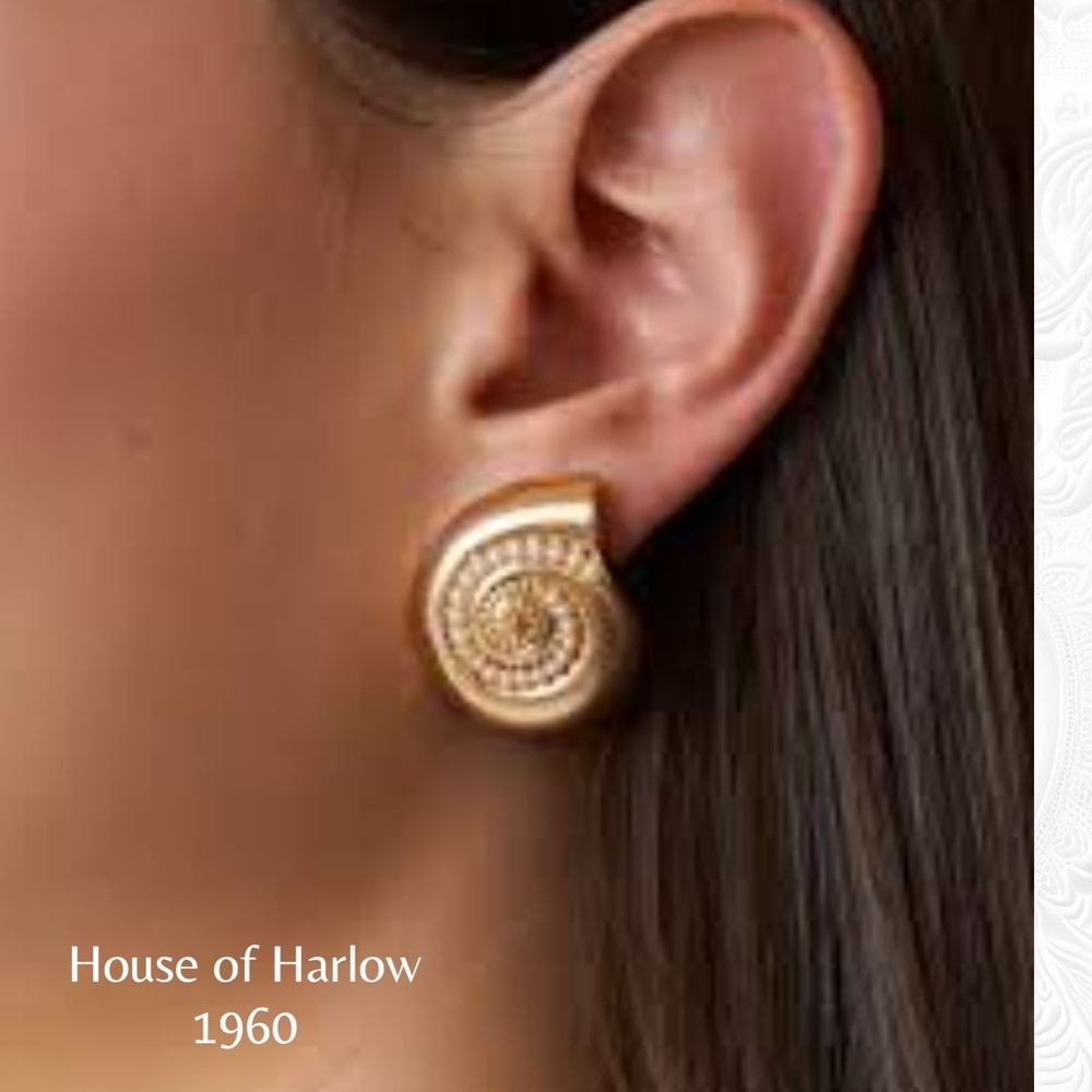 House of Harlow 1960 Gold and Cream Spiral Earrings